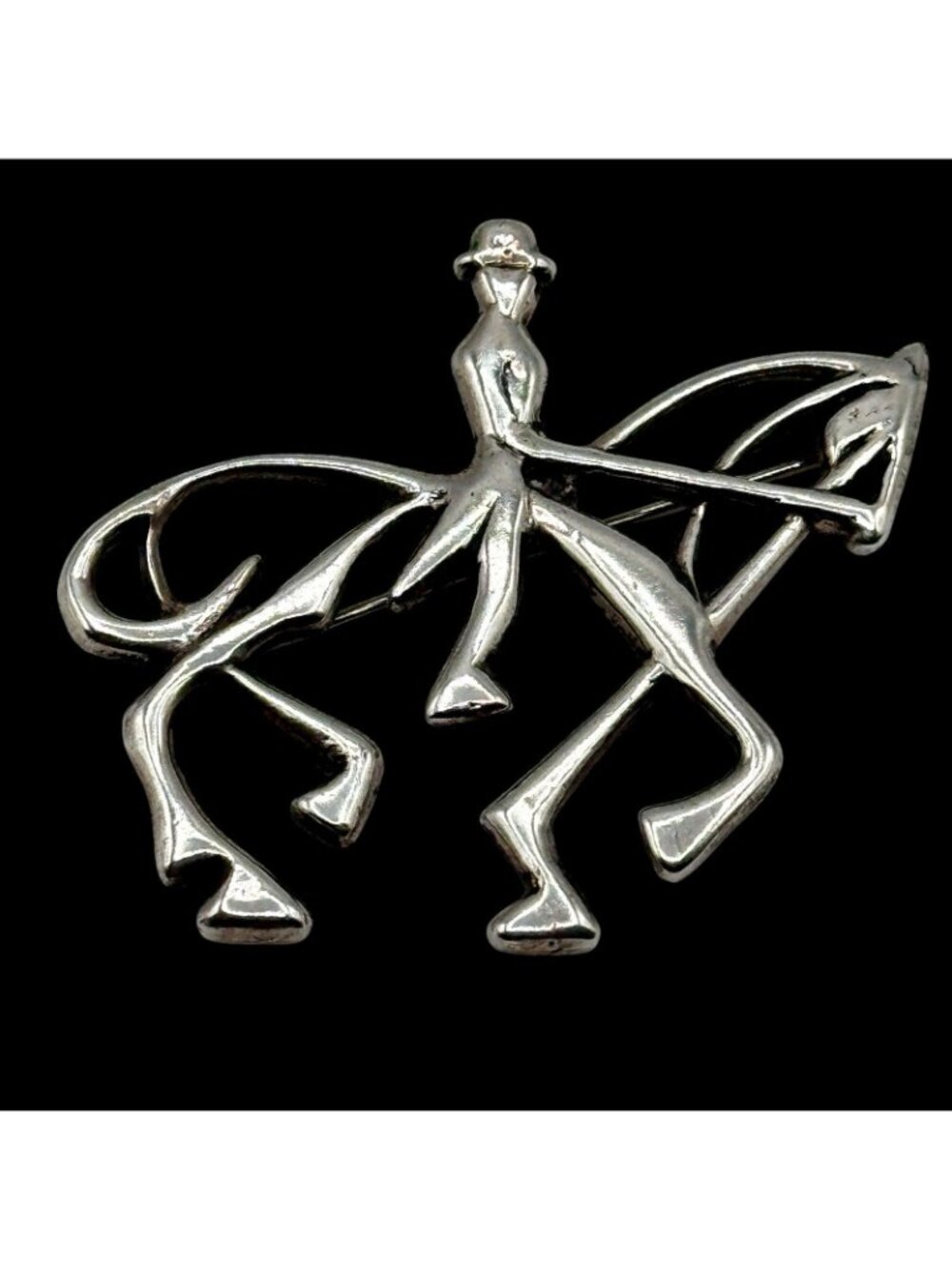 Horse Brooch Pendant Sterling Dressage Rider Equestrian Large 2.25" Signed TPW - Picture 2 of 16